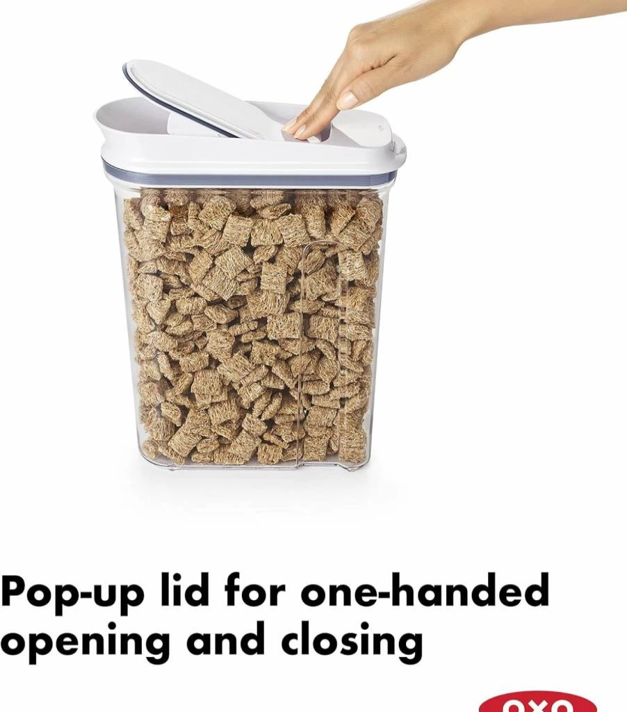 OXO 3-Piece Pop & Cereal Storage Containers Set - Good Grips Airtight Food Dispenser for Kitchen Pantry Organization