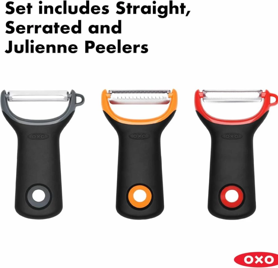 OXO Good Grips 3-Piece Y-Peeler Set - Assorted Kitchen Peelers for Vegetables and Fruits