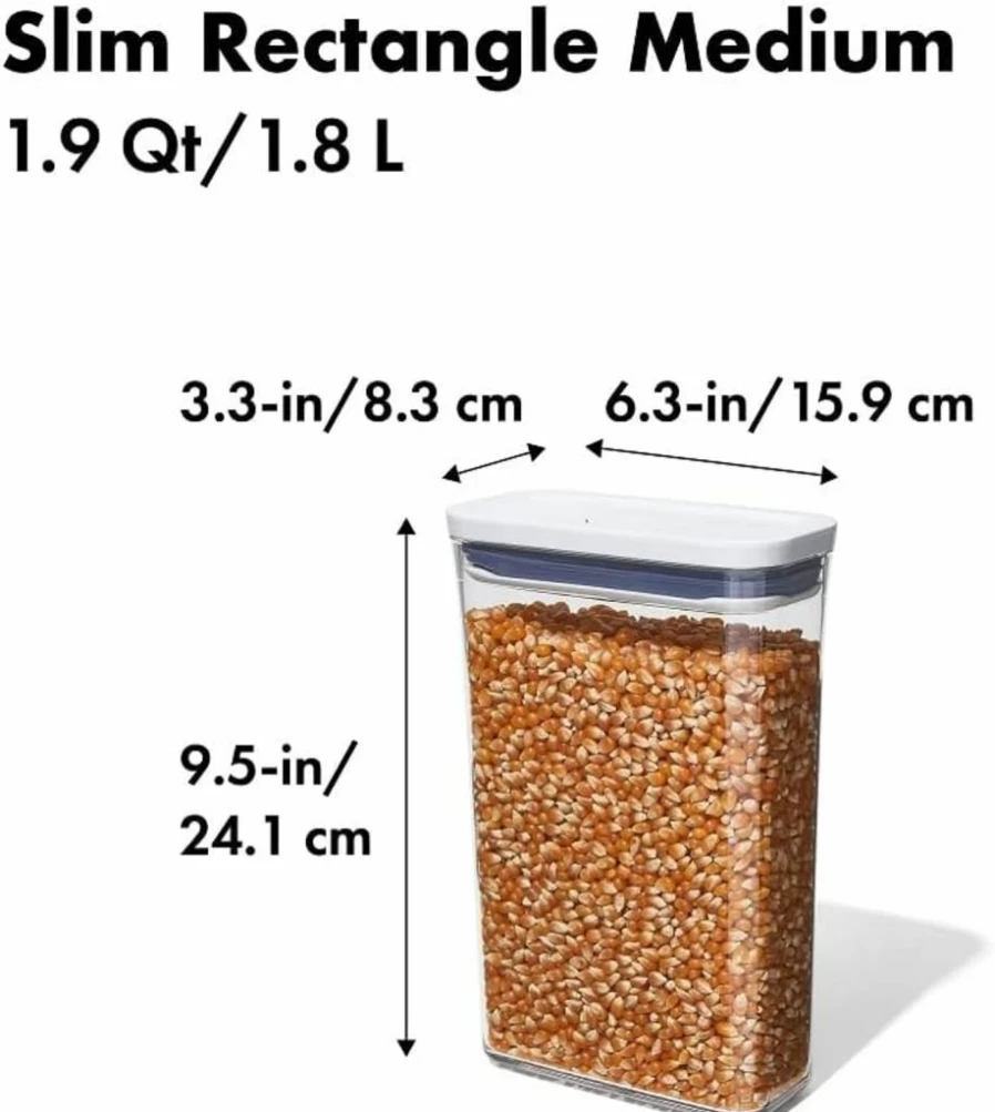 OXO Good Grips Slim Rectangle Mini Pop Container - 0.4 Qt Airtight Food Storage Canister