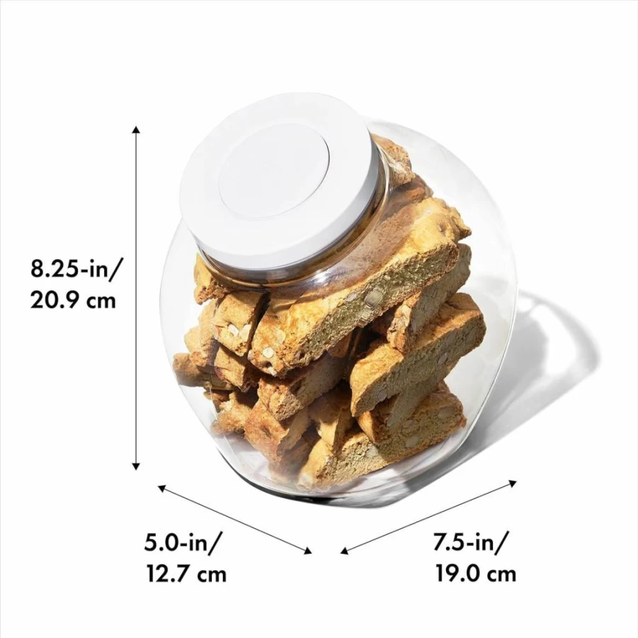 OXO Good Grips 3 Quart Airtight Cookie Jar - White & Clear Snack Storage Container for Cookies, Candy & Dry Food