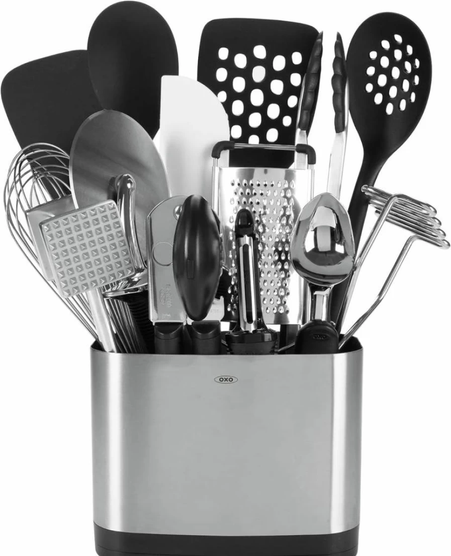 OXO Good Grips 15-Piece Kitchen Utensil Set - Stainless Steel & Silicone Cooking Tools with Ergonomic Handles