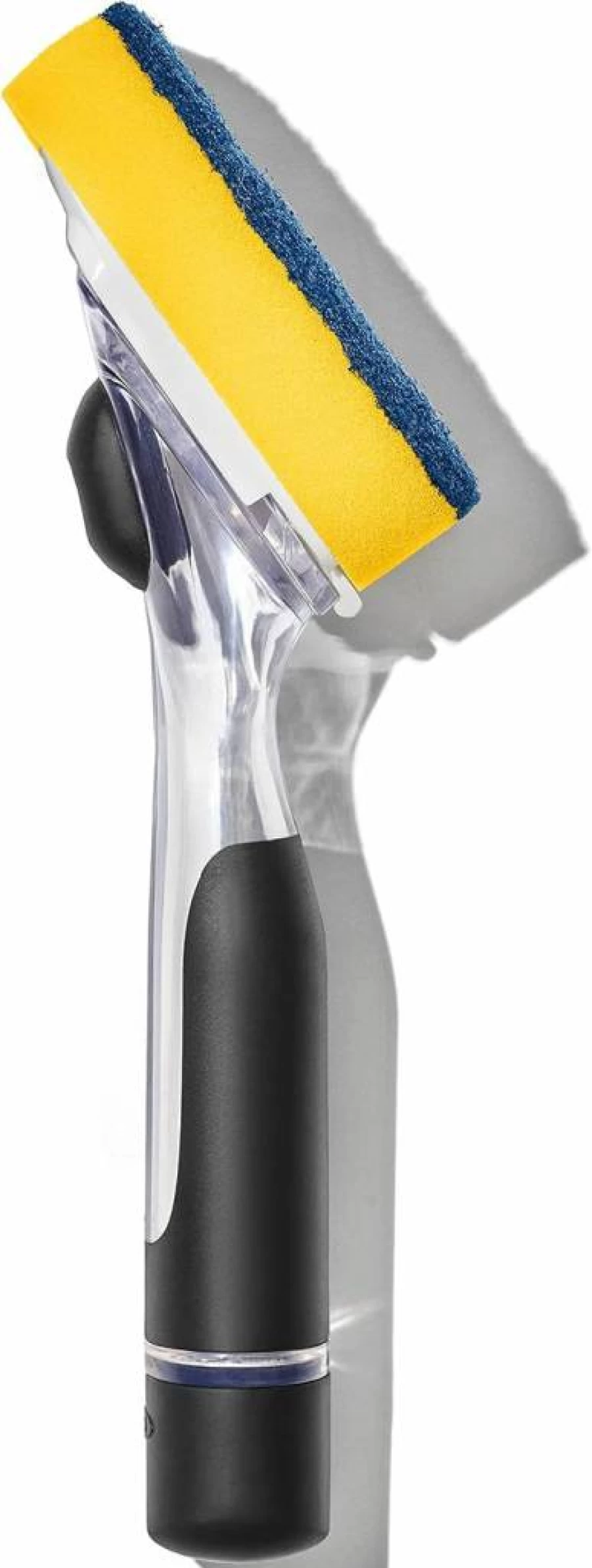 OXO Good Grips Soap Dispensing Dish Scrub Brush with Handle, Yellow Kitchen Cleaning Tool