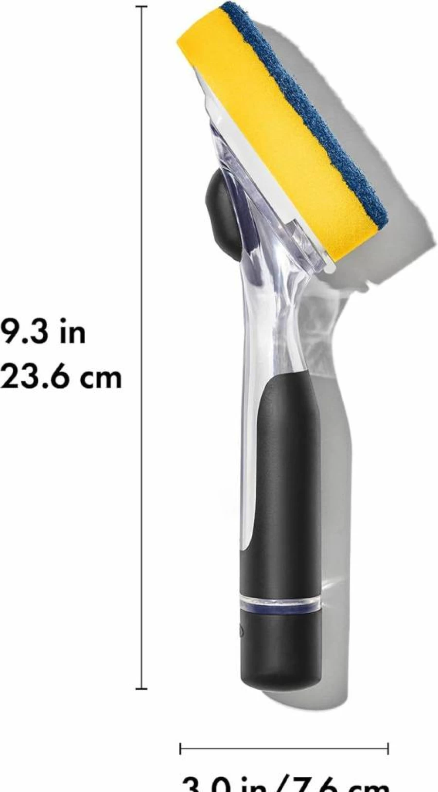 OXO Good Grips Soap Dispensing Dish Scrub Brush with Handle, Yellow Kitchen Cleaning Tool