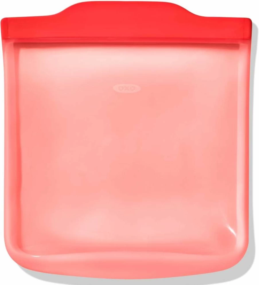 OXO Good Grips Reusable Sandwich Bags - 28oz Silicone Food Storage Containers, Eco-Friendly & Leak-Proof (Oat Color)