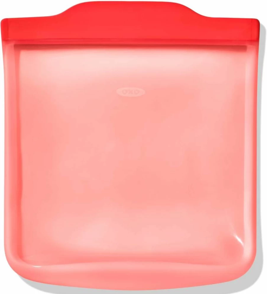 OXO Good Grips 32oz Reusable Silicone Storage Bag - Stand-Up Freezer Safe Leakproof Container - BPA-Free Food Grade (Oat Color)