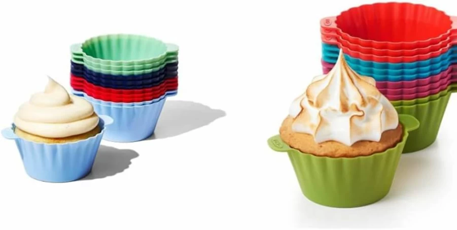 OXO Good Grips 12-Pack Reusable Silicone Baking Cups - BPA-Free, Non-Stick, Dishwasher Safe Muffin & Cupcake Liners