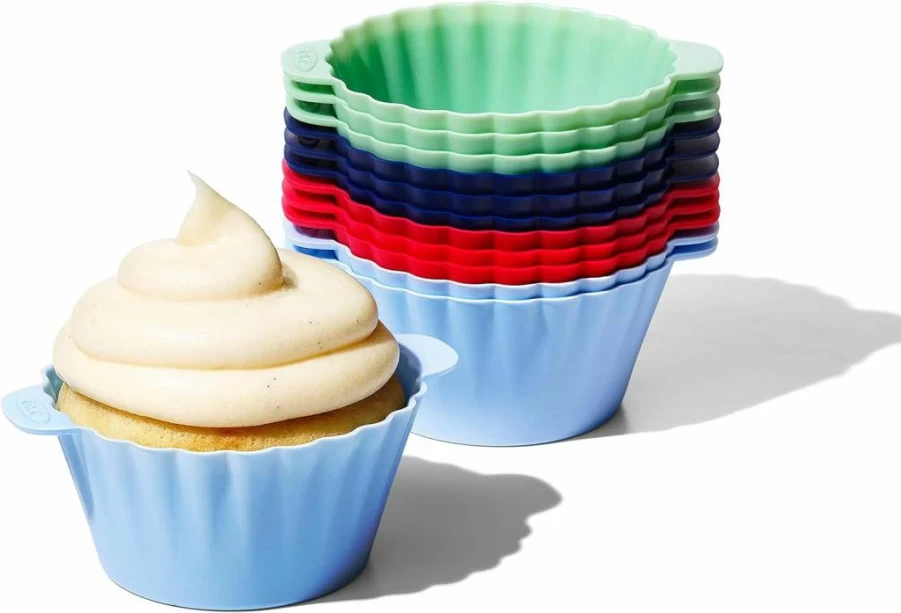 OXO Good Grips 12-Pack Reusable Silicone Baking Cups - BPA-Free, Non-Stick, Dishwasher Safe Muffin & Cupcake Liners