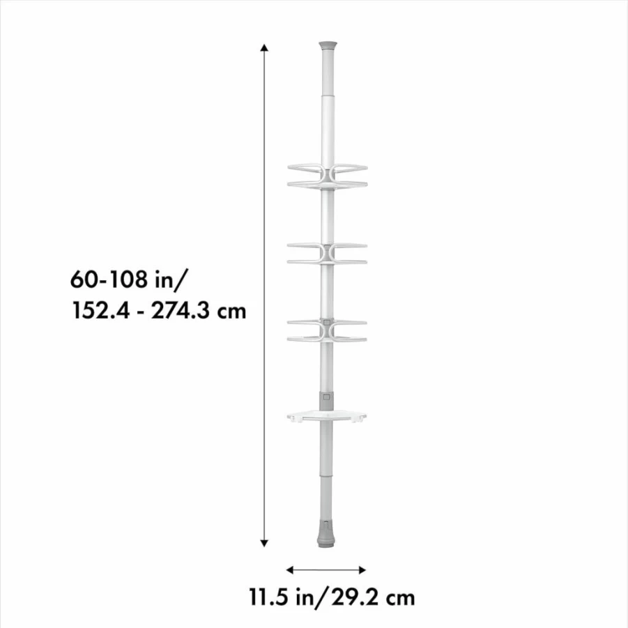 OXO Good Grips Extendable Aluminum Shower Caddy with Quick-Extend Pole for Bathroom Storage