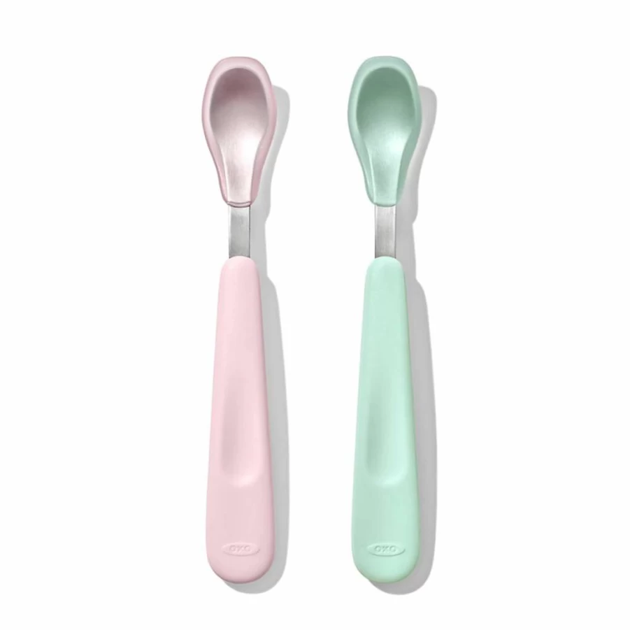 OXO Tot Baby Feeding Spoon Set - Soft Silicone Spoons for Infants in Opal & Blossom Colors