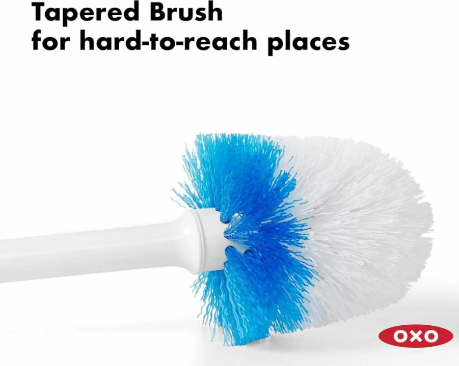 OXO Good Grips Compact Toilet Brush with Canister - Space-Saving, Easy-Clean Design - Gray Bathroom Cleaning Tool