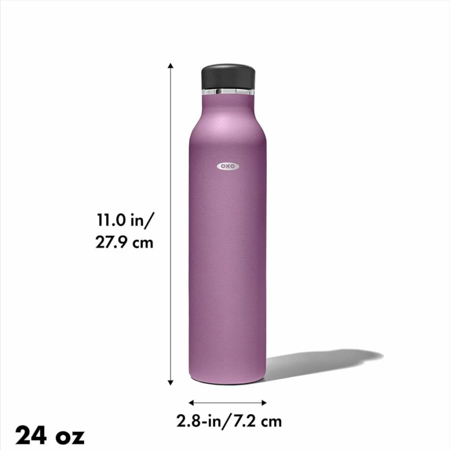 OXO Strive 24oz Insulated Water Bottle with Standard Lid - Jade, Leak-Proof, BPA-Free, Stainless Steel Thermos for Hot & Cold Beverages