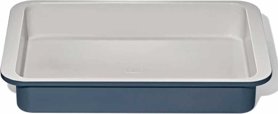 OXO Non-Stick Pro Ceramic Pizza Pan - 15 Inch Metal Bakeware, Storm Blue, Durable & Easy Clean