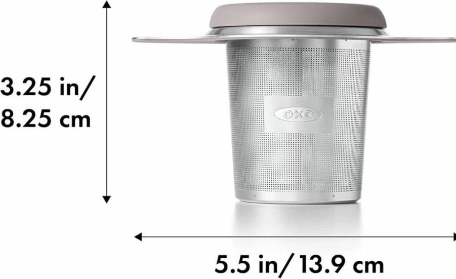 OXO Brew 6 Oz Tea Infuser Basket - Stainless Steel Loose Leaf Tea Strainer for Hot & Iced Tea - Easy Clean Mesh Design