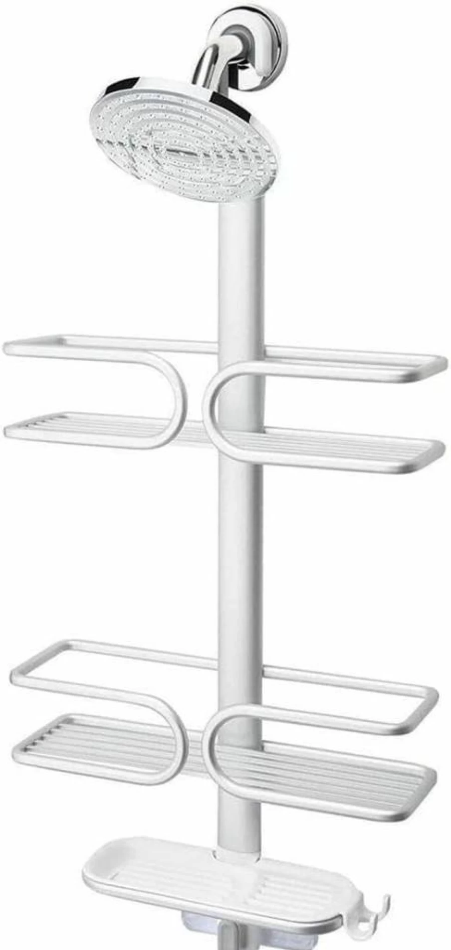 OXO Good Grips Compact Aluminum Shower Caddy - Space-Saving Bath Organizer with Rust-Resistant Design