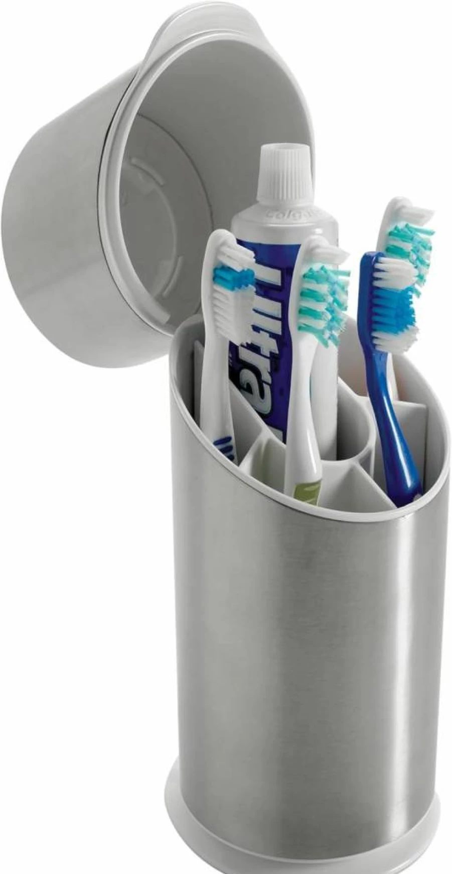 OXO Good Grips 9.75-Inch Stainless Steel Toothbrush Holder, Bathroom Organizer