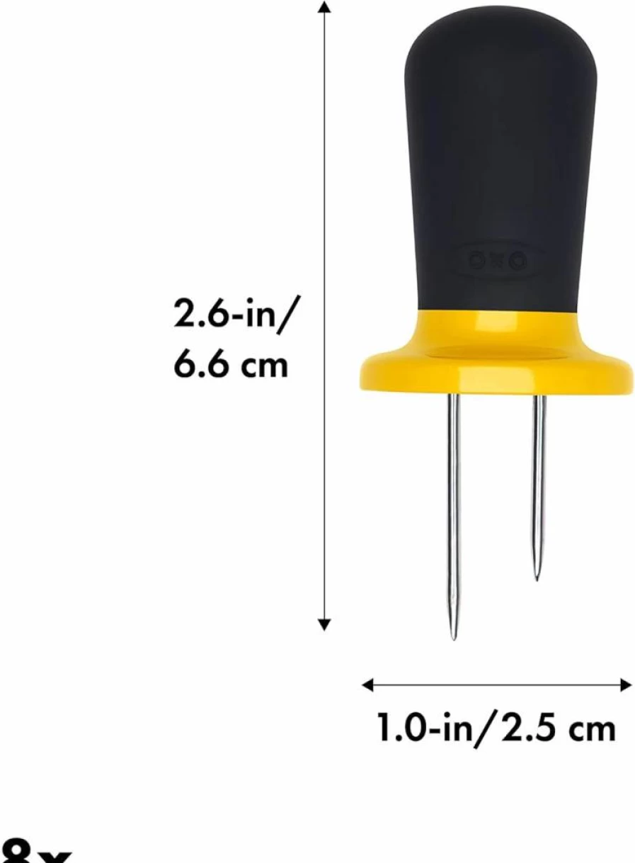 OXO Good Grips 8-Piece Corn Holder Set - Bright Yellow Kitchen Utensils for Corn on The Cob - Ergonomic Corn Cob Handles - BPA-Free Corn Skewers - Dishwasher Safe Corn Eating Tools