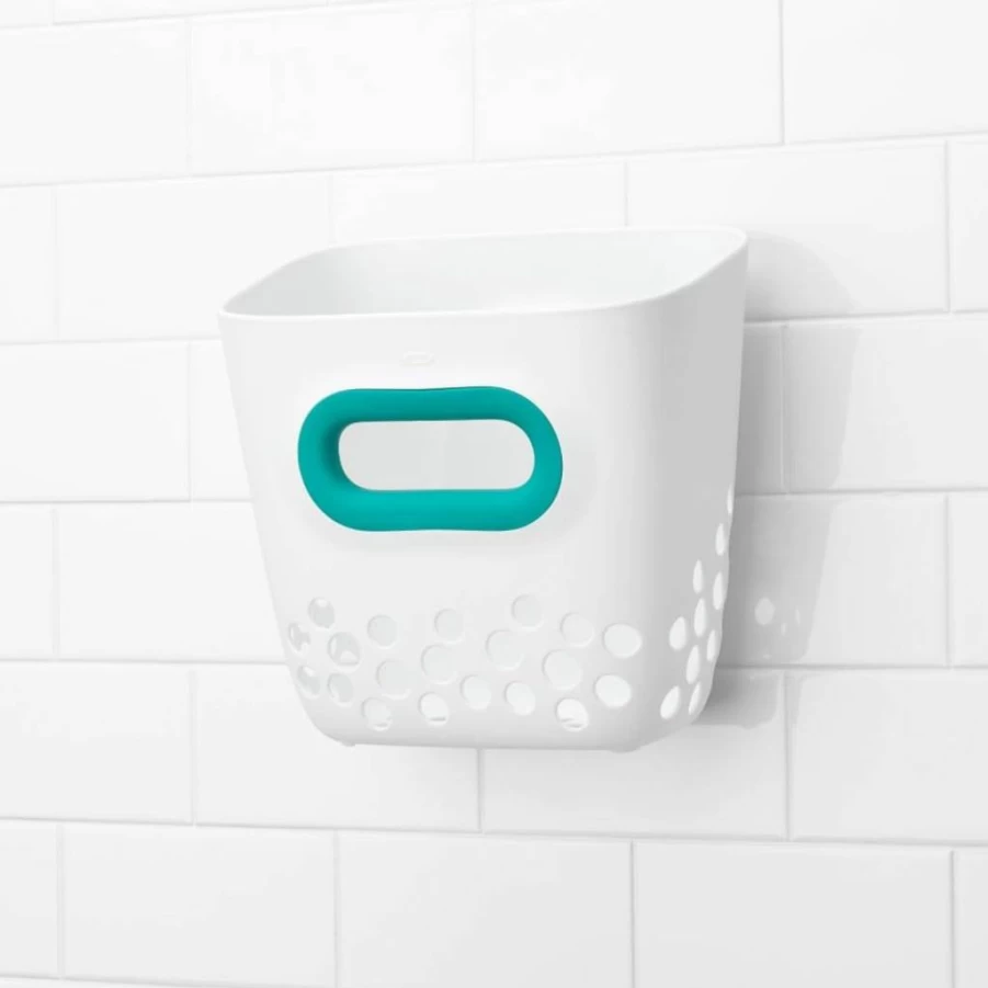 OXO Tot Baby Bath Toy Storage Bin in Teal - Durable Mesh Organizer for Bathroom and Nursery