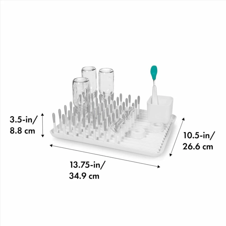 OXO Tot Baby Bottle Drying Rack - Gray, Space-Saving Countertop Organizer for Bottles & Accessories, BPA-Free, 1-Pack