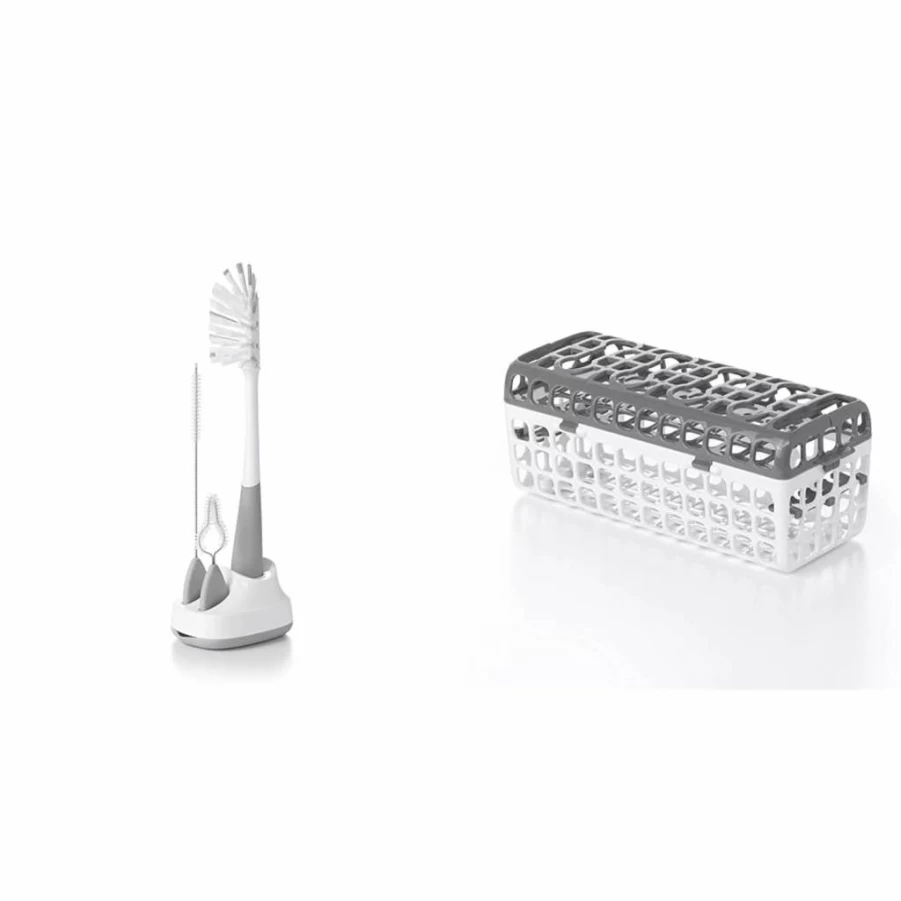 OXO Tot Baby Bottle and Straw Cleaning Brush Set - Gray BPA-Free Dishwasher Safe