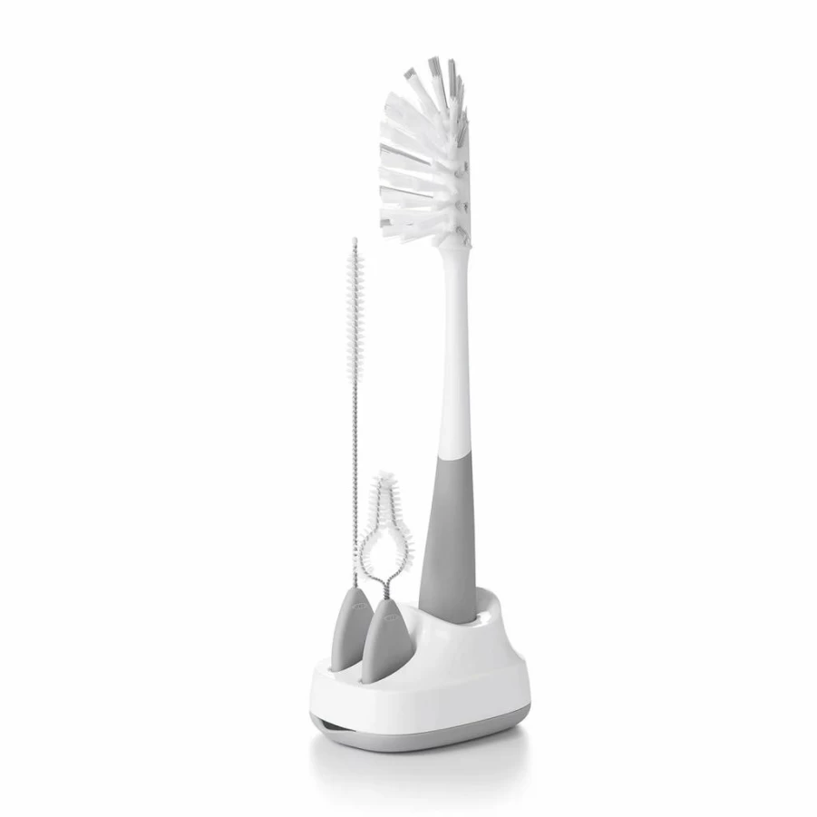 OXO Tot Baby Bottle and Straw Cleaning Brush Set - Gray BPA-Free Dishwasher Safe