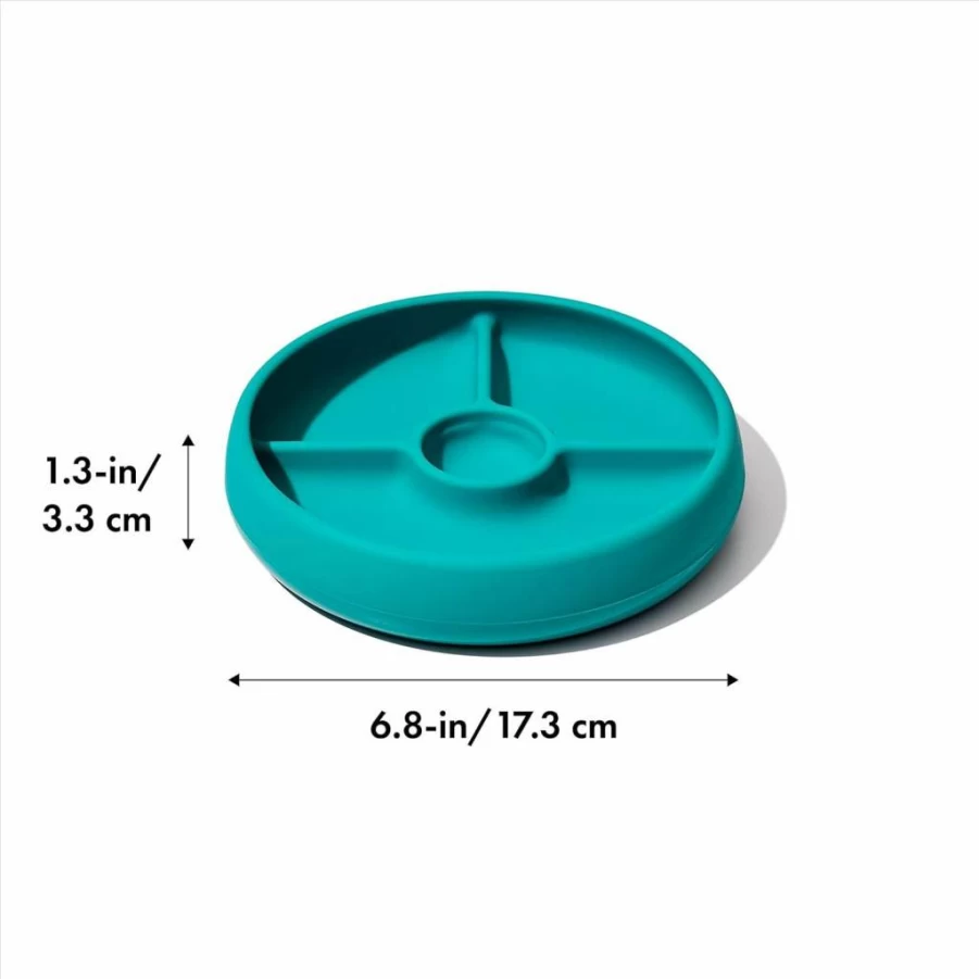 OXO Tot Baby Divided Plate - Navy Blue Silicone Toddler Dish, 6.8 x 1.3 Inches, BPA-Free Feeding Tray (Single Pack)