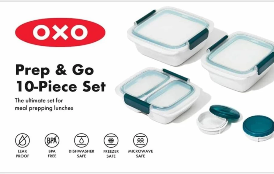 OXO 10-Piece Prep & Go Food Storage Container Set for Freshness On-the-Go