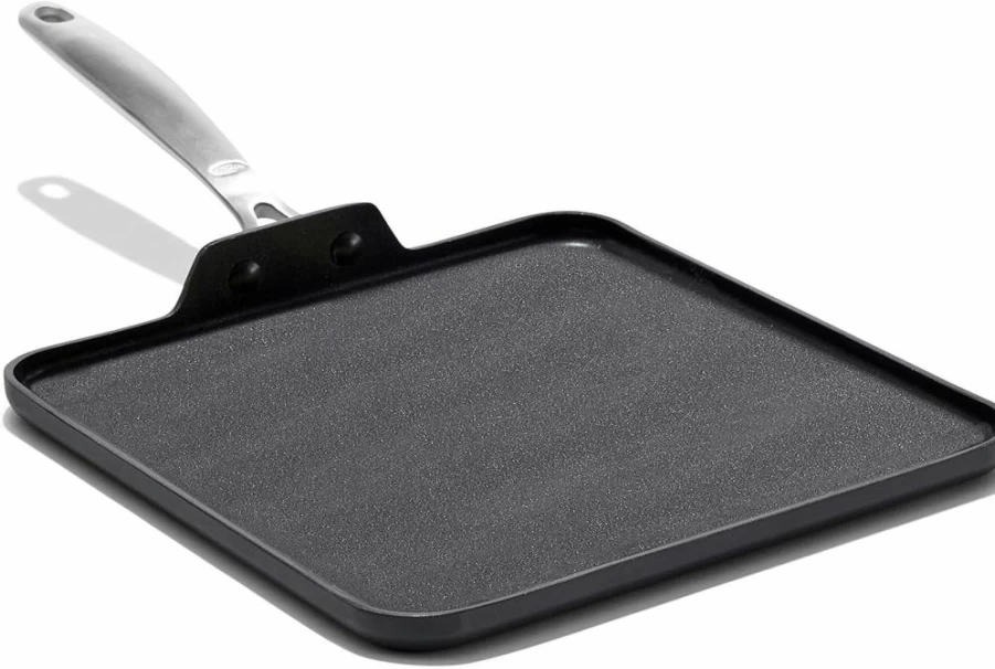 OXO 11" Nonstick Griddle Pan - PFAS-Free Ceramic Coating, Hard Anodized Aluminum, Stainless Steel Handle, Dishwasher & Oven Safe, Scratch Resistant, Black