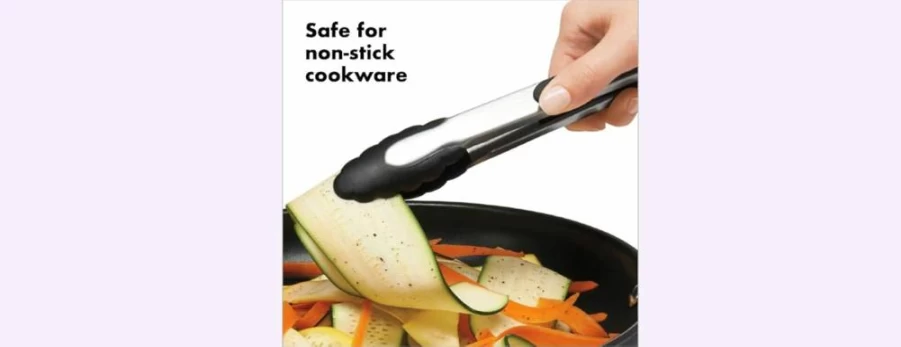 OXO Good Grips 9-Inch Locking Kitchen Tongs with Non-Slip Nylon Heads - Secure Grip Cooking Utensil