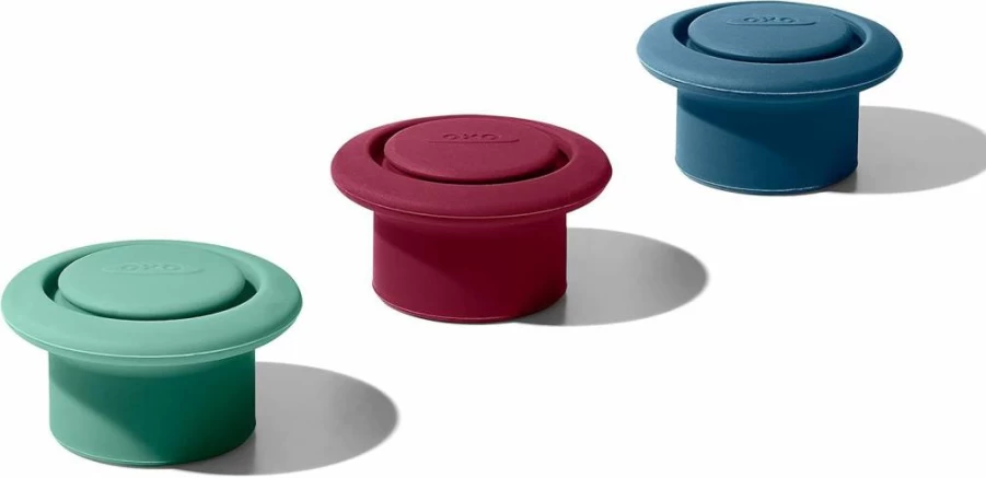 OXO Wine Stoppers - Silicone, Airtight Seal - Good Grips Series - Set of 2 or 4 - for Red, White Wine Bottles