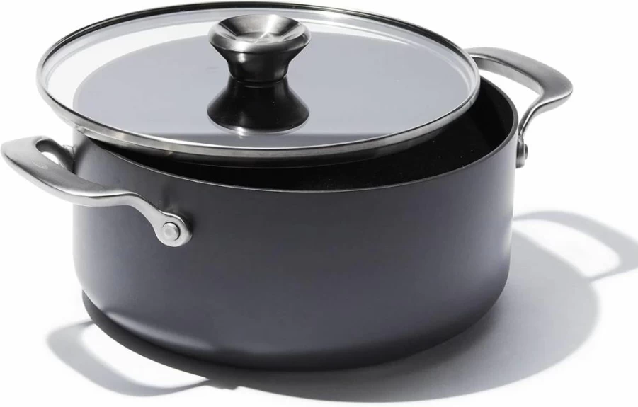 OXO Professional 5-Quart Hard Anodized Nonstick Stock Pot with Lid, PFAS-Free Diamond Coating, Induction Compatible, Stainless Steel Handles, Dishwasher & Oven Safe - Black