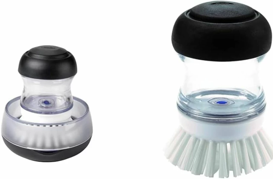 OXO Good Grips Soap Dispensing Palm Brush with Storage Holder – Kitchen Cleaning Brush Set by OXO