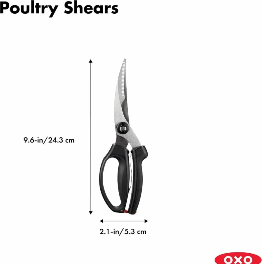 OXO Good Grips Heavy-Duty Poultry Kitchen Shears - Spring-Loaded Black Cooking Scissors for Chicken, Meat, Herbs