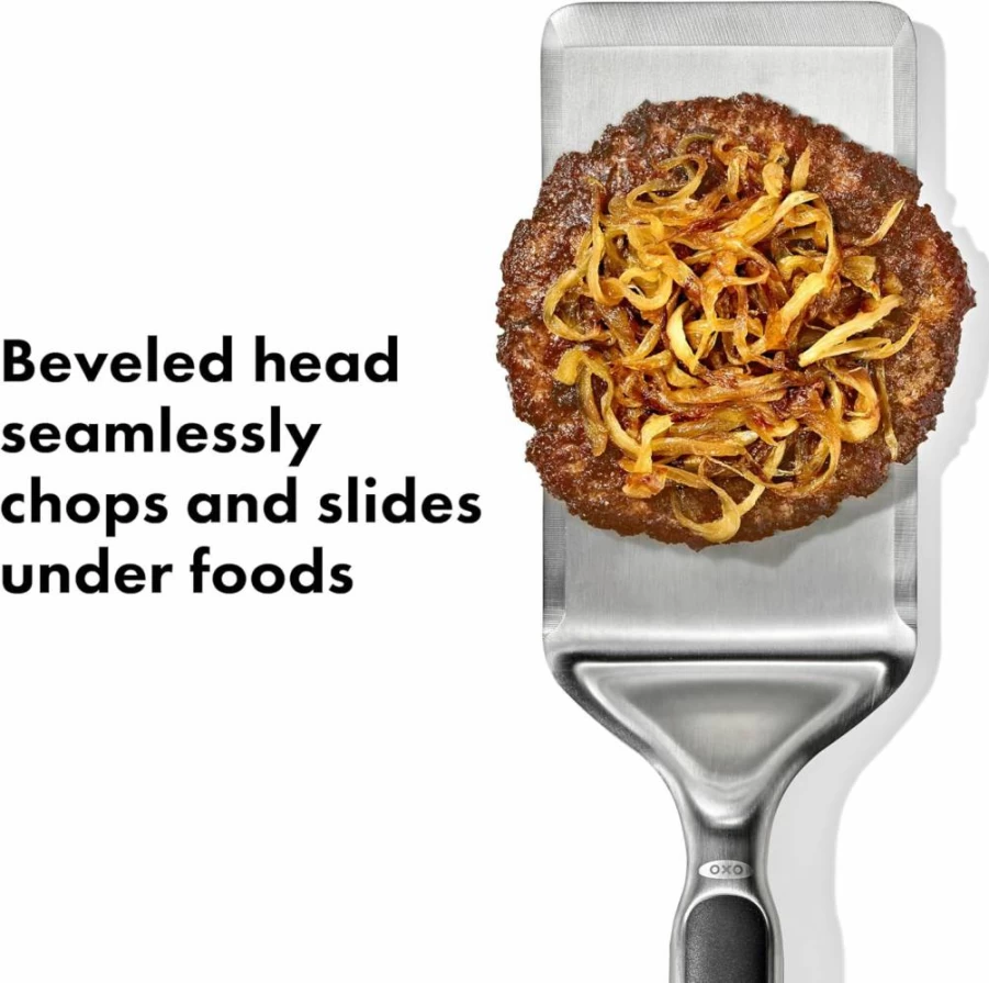 OXO Good Grips Stainless Steel Griddle Turner with Non-Slip Handle - Durable BBQ & Indoor/Outdoor Cooking Spatula for Griddles & Grills