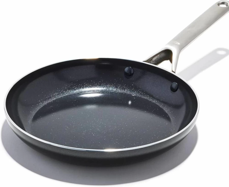 OXO Good Grips 12-Inch Nonstick Frying Pan with Stainless Steel Handle & Silicone Grip, 3-Layer German Coating, Black Skillet