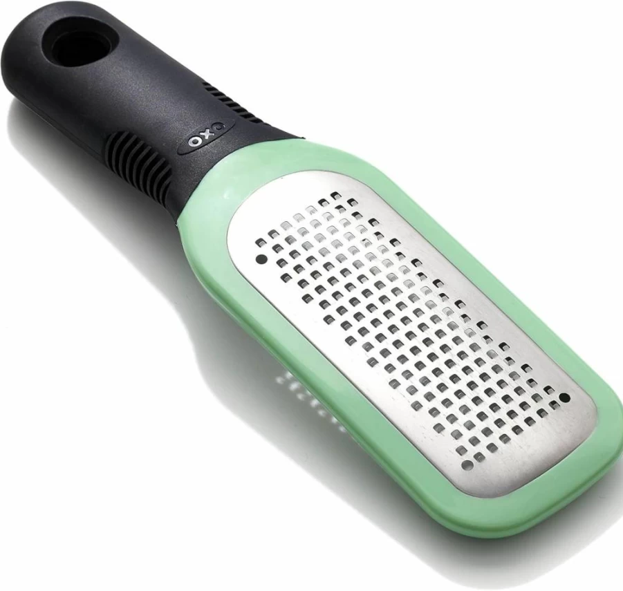 OXO Good Grips Green Ginger Garlic Grater - Stainless Steel Microplane with Non-Slip Handle, Easy Cleaning, Kitchen Essential
