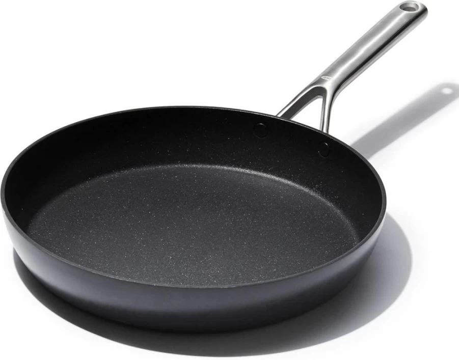 OXO Professional 12" Nonstick Frying Pan - Hard Anodized, PFAS-Free Ceramic Coating, Induction Compatible, Diamond Reinforced, Dishwasher & Oven Safe, Stainless Steel Handle, Black Skillet