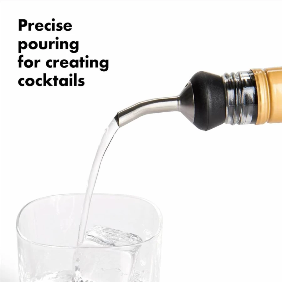OXO Stainless Steel 4oz Liquor Bottle Pourer, Silver - Pack of 1, Durable Bar Pour Spout for Easy Dispensing