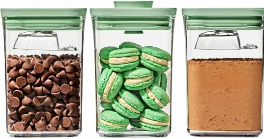OXO 3-Piece Airtight Pop Container Set with Mini Scoops - Pistachio Green Limited Edition Food Storage Canisters