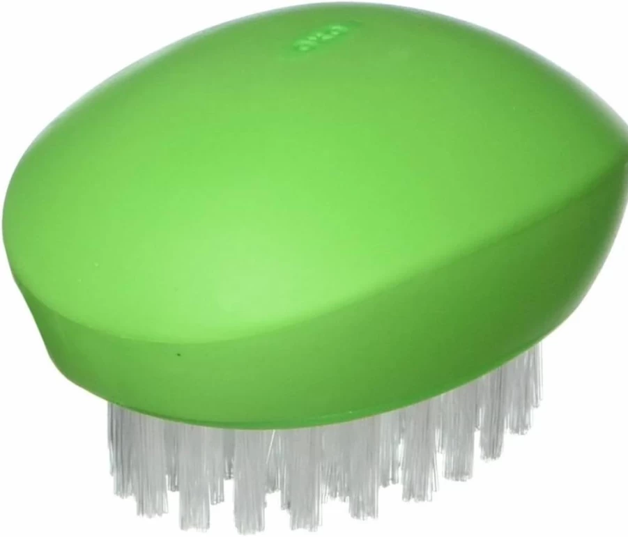 OXO Good Grips Vegetable Cleaning Brush with Sturdy Bristles, Ergonomic Handle, Black & Green, 1 Pack