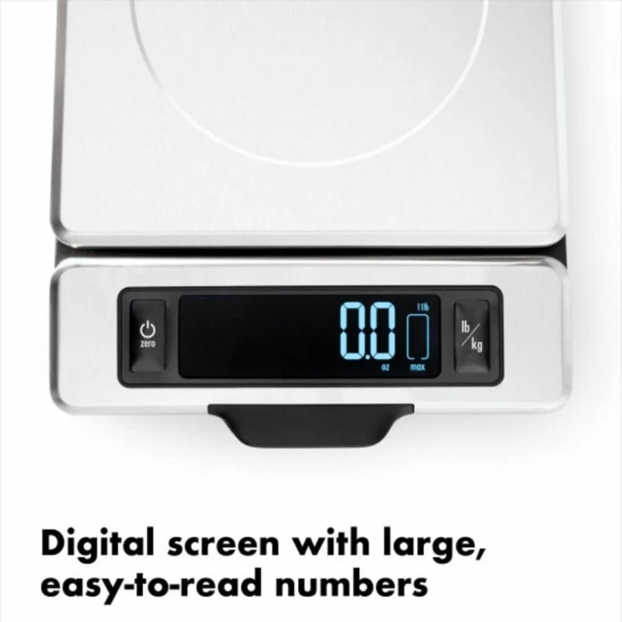 OXO Good Grips 11 lb Stainless Steel Kitchen Scale with Pull-Out Display - Accurate Digital Food Scale for Cooking & Baking