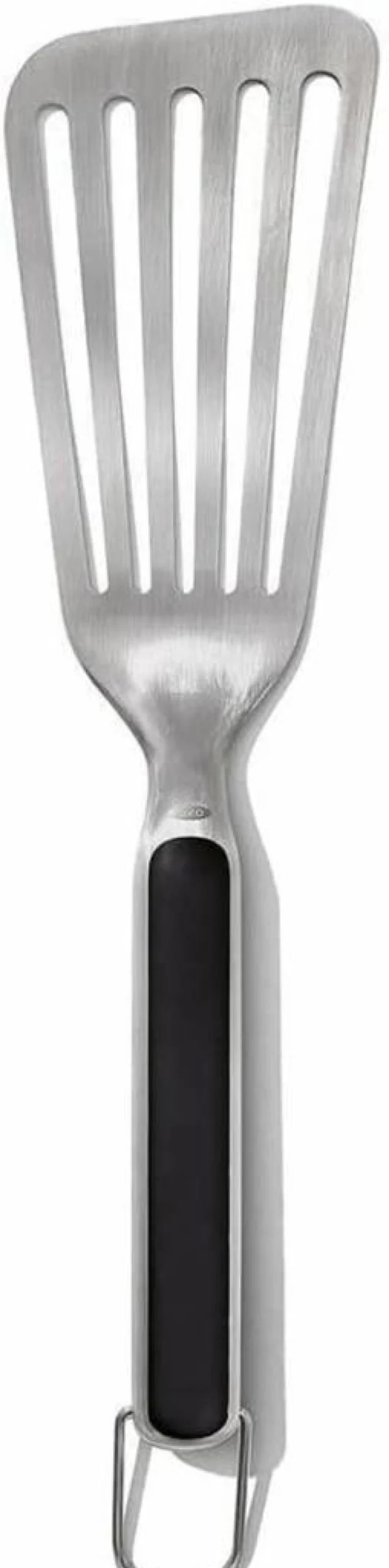 OXO Good Grips Stainless Steel Grill Turner - Precision BBQ Spatula for Outdoor Cooking - Durable Black Grilling Utensil