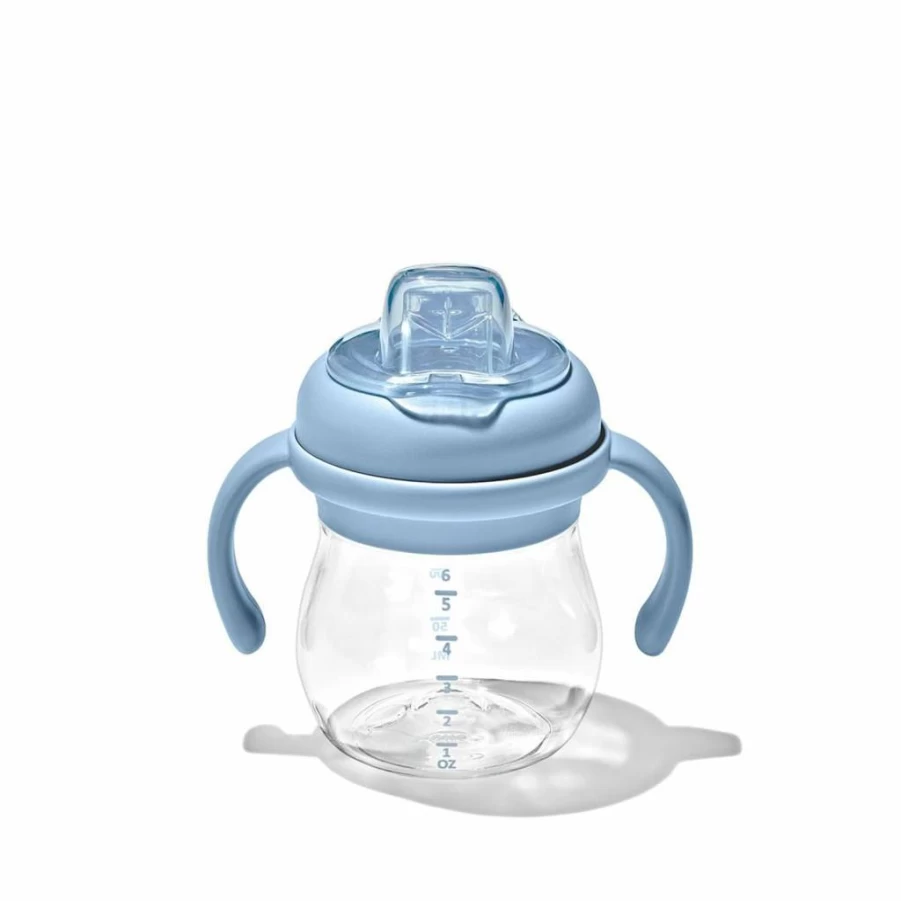 OXO Tot Baby Sippy Cup with Soft Spout & Removable Handles - 6oz Spill-Proof Toddler Cup in Navy Blue
