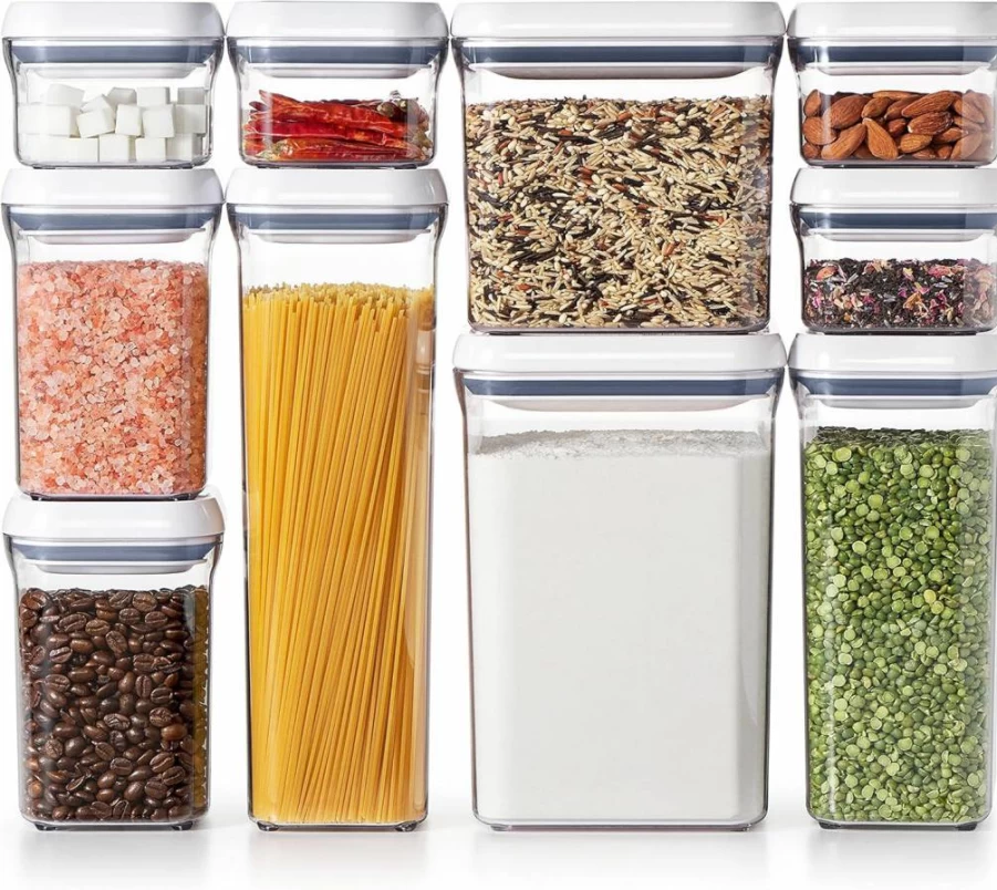 OXO 10-Piece Airtight Food Storage Containers Set - Pop Top Kitchen Canisters for Dry Goods, White, BPA-Free