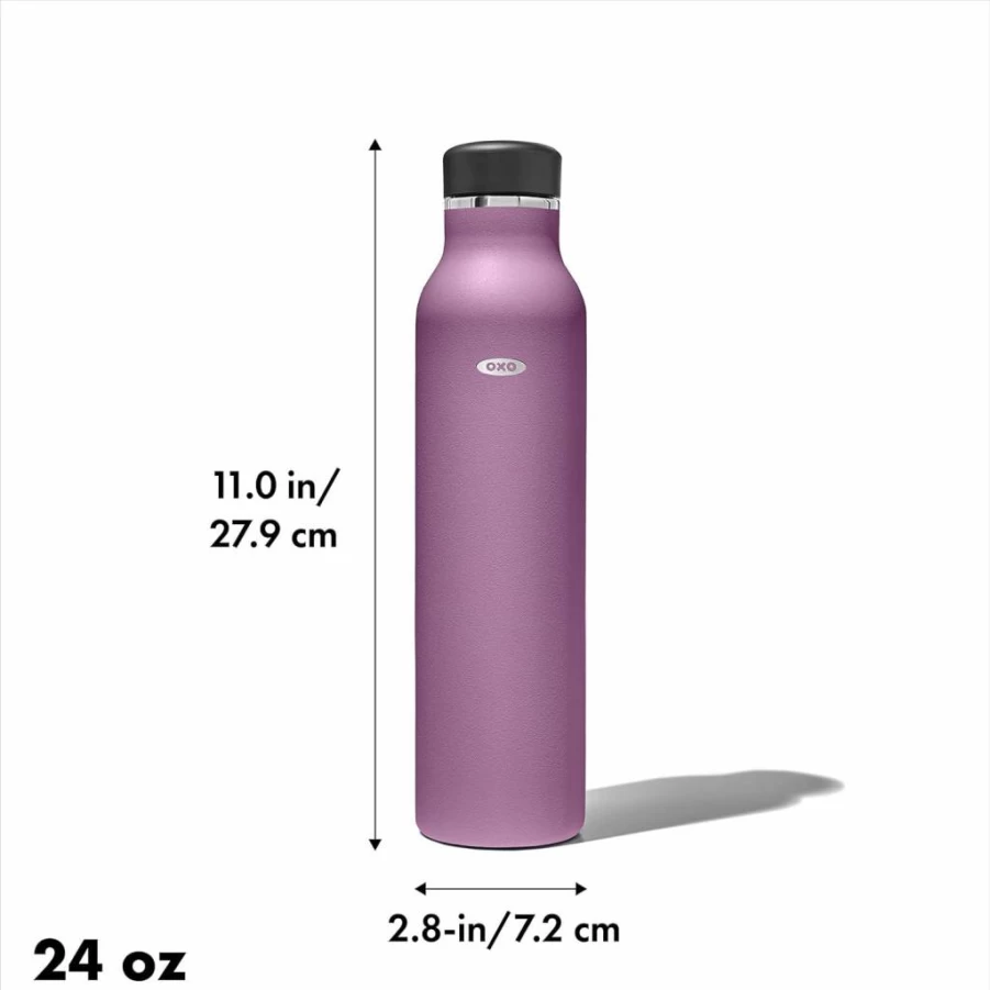 OXO Strive 16oz Insulated Stainless Steel Water Bottle with Leak-Proof Standard Lid - Garnet, BPA-Free, Keeps Drinks Hot & Cold