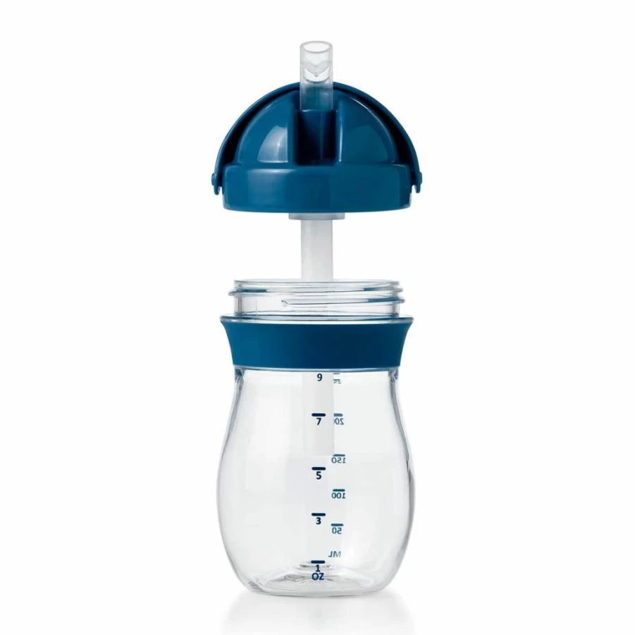 OXO Tot 9oz Straw Sippy Cup for Toddlers - Navy Blue Transition Training Cup - BPA-Free Spill-Proof Design - Pack of 1