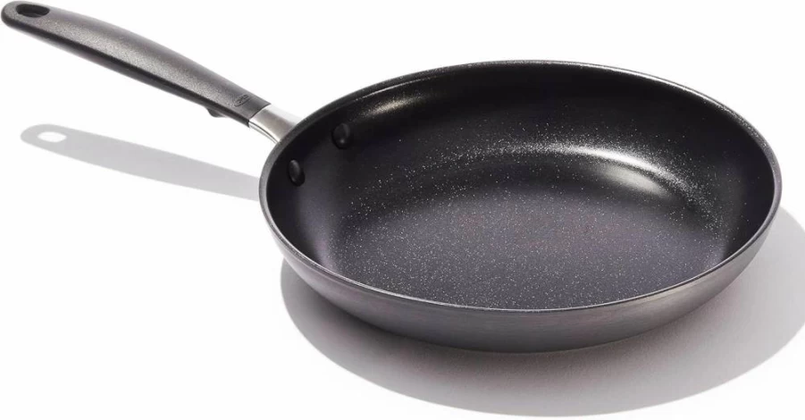 OXO 10-Inch Nonstick Frying Pan with Stainless Steel Handle & Silicone Grip, 3-Layer German Coating, Black Skillet