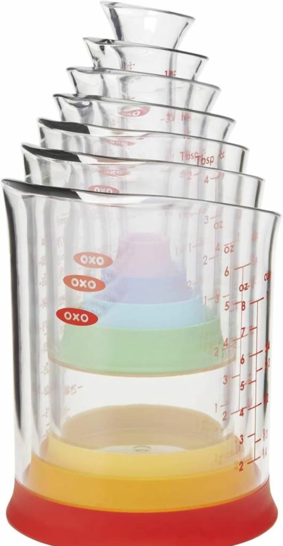 OXO 7-Piece Nesting Measuring Cup Set - Good Grips Stackable Beakers for Liquid & Dry Ingredients