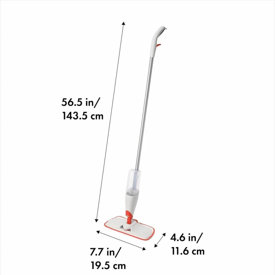 OXO Good Grips Microfiber Spray Mop with Slide-Out Scrubber - Red & White Cleaning Mop for Floors