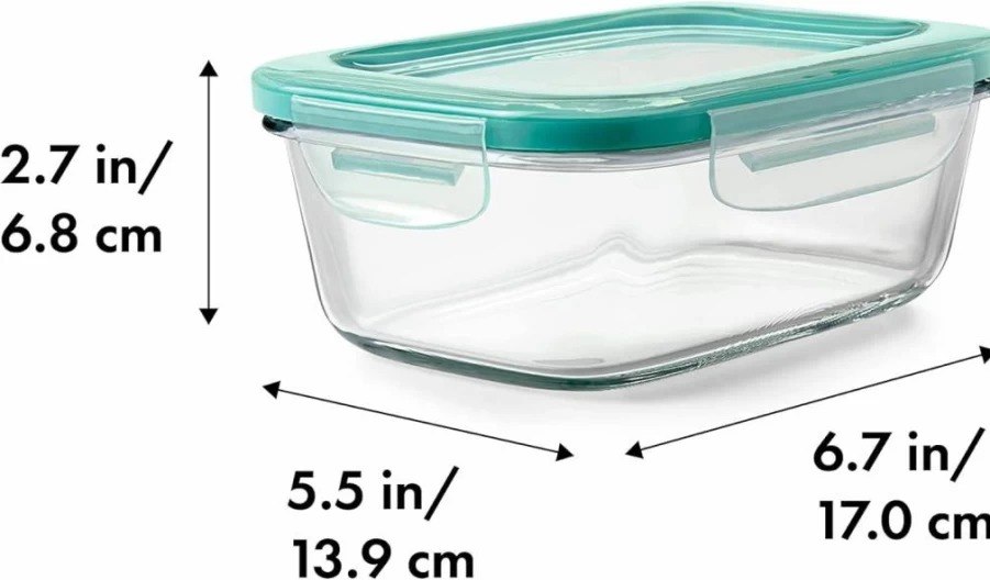 OXO Good Grips 3.5 Cup Glass Food Storage Container with Smart Seal Lid, BPA-Free, Clear, Airtight & Leakproof