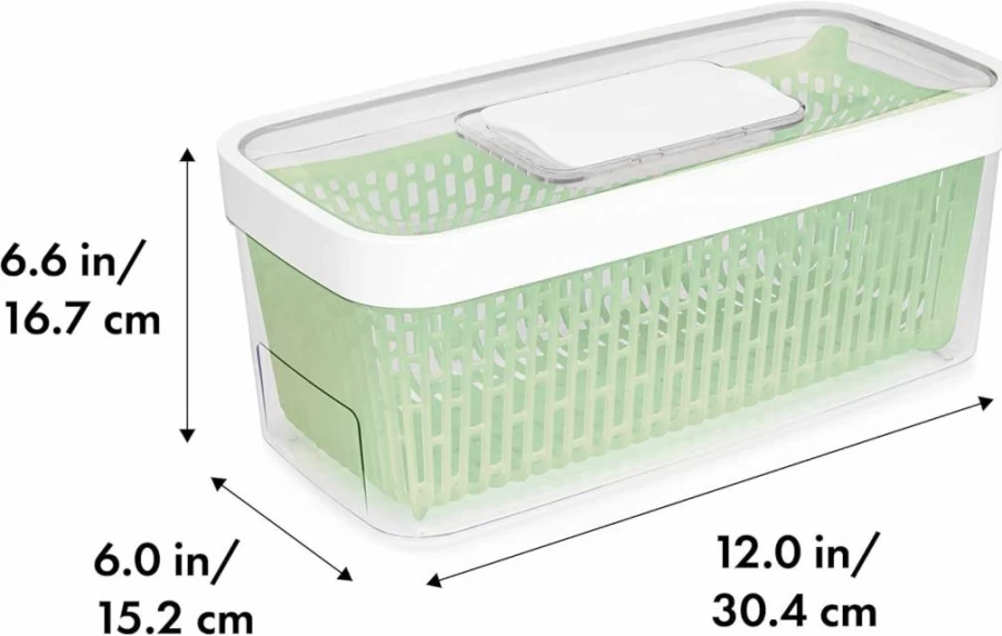 OXO Good Grips 2.8 Quart Herb Keeper - Fresh Produce Storage Container with Lid, BPA-Free Plastic, Compact Refrigerator Organizer for Parsley, Cilantro & Greens